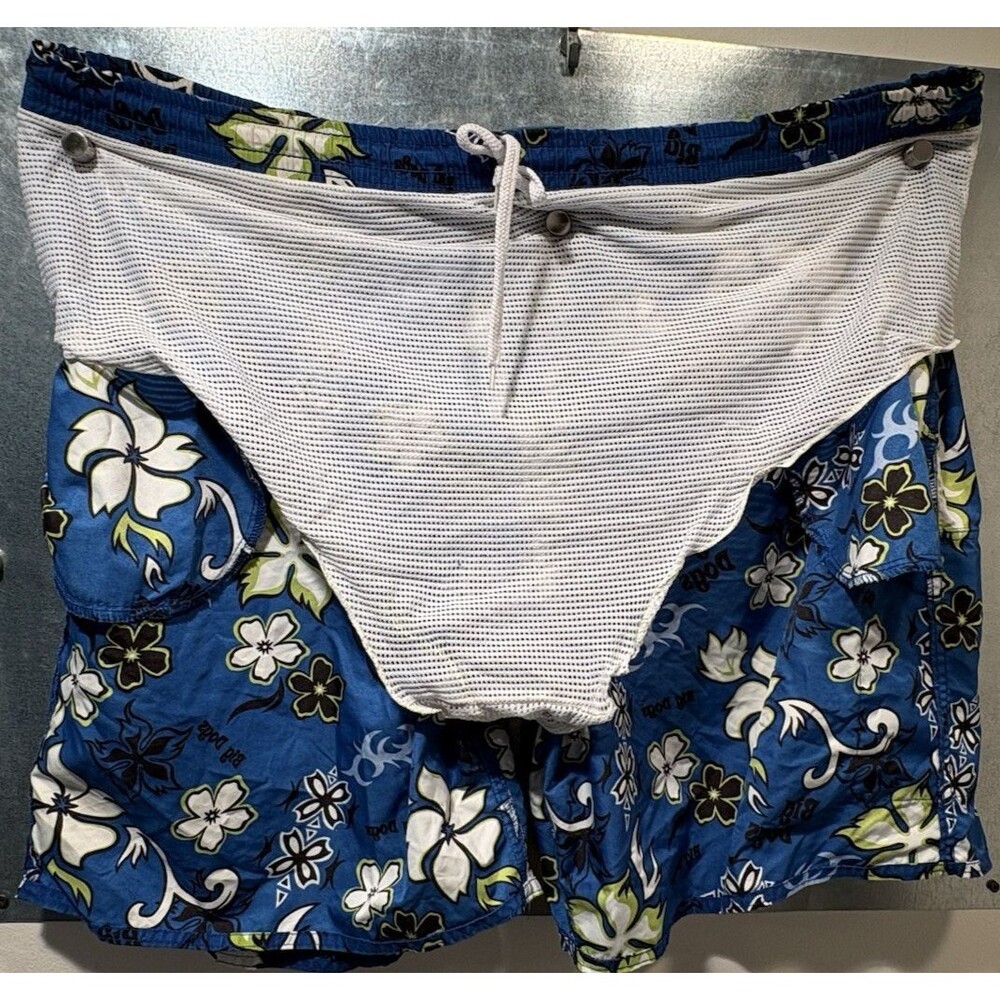 Big Dogs Mens Hawaiian Floral Print Blue Swim Trunk Board Shorts Size 2X - Picture 9 of 16